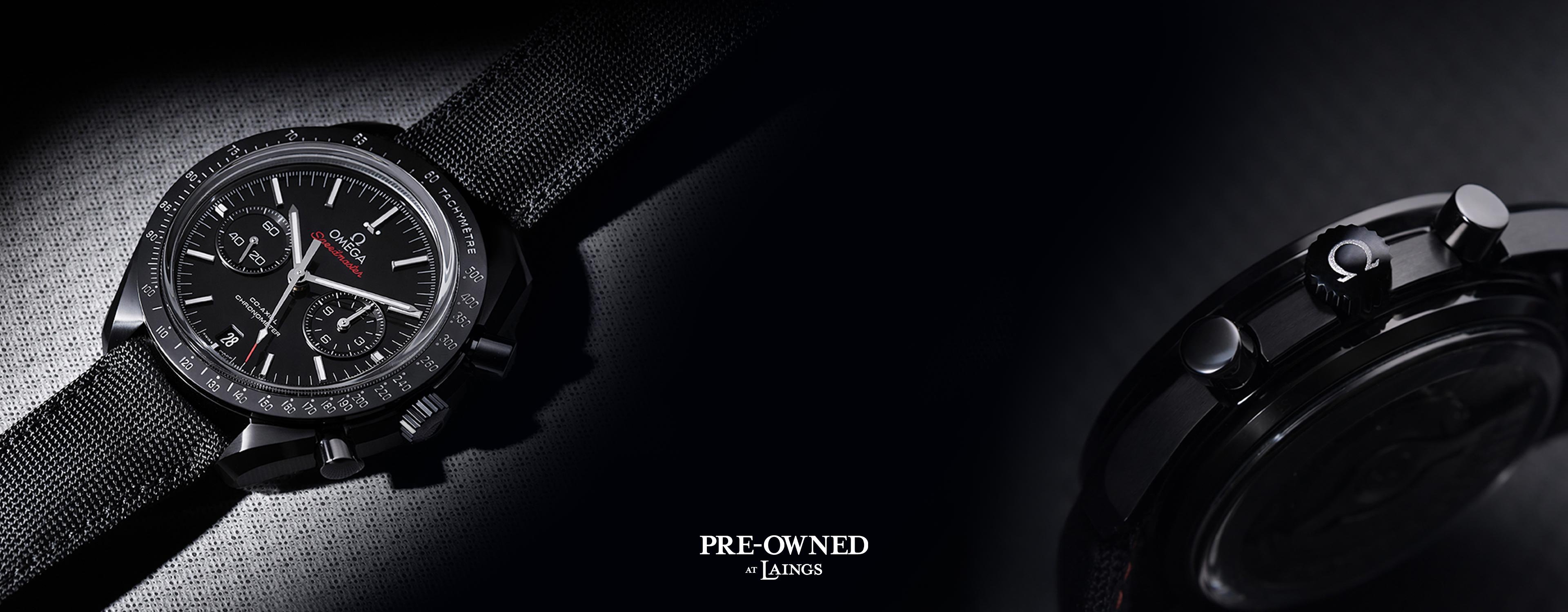 Pre-owned OMEGA watch with black dial