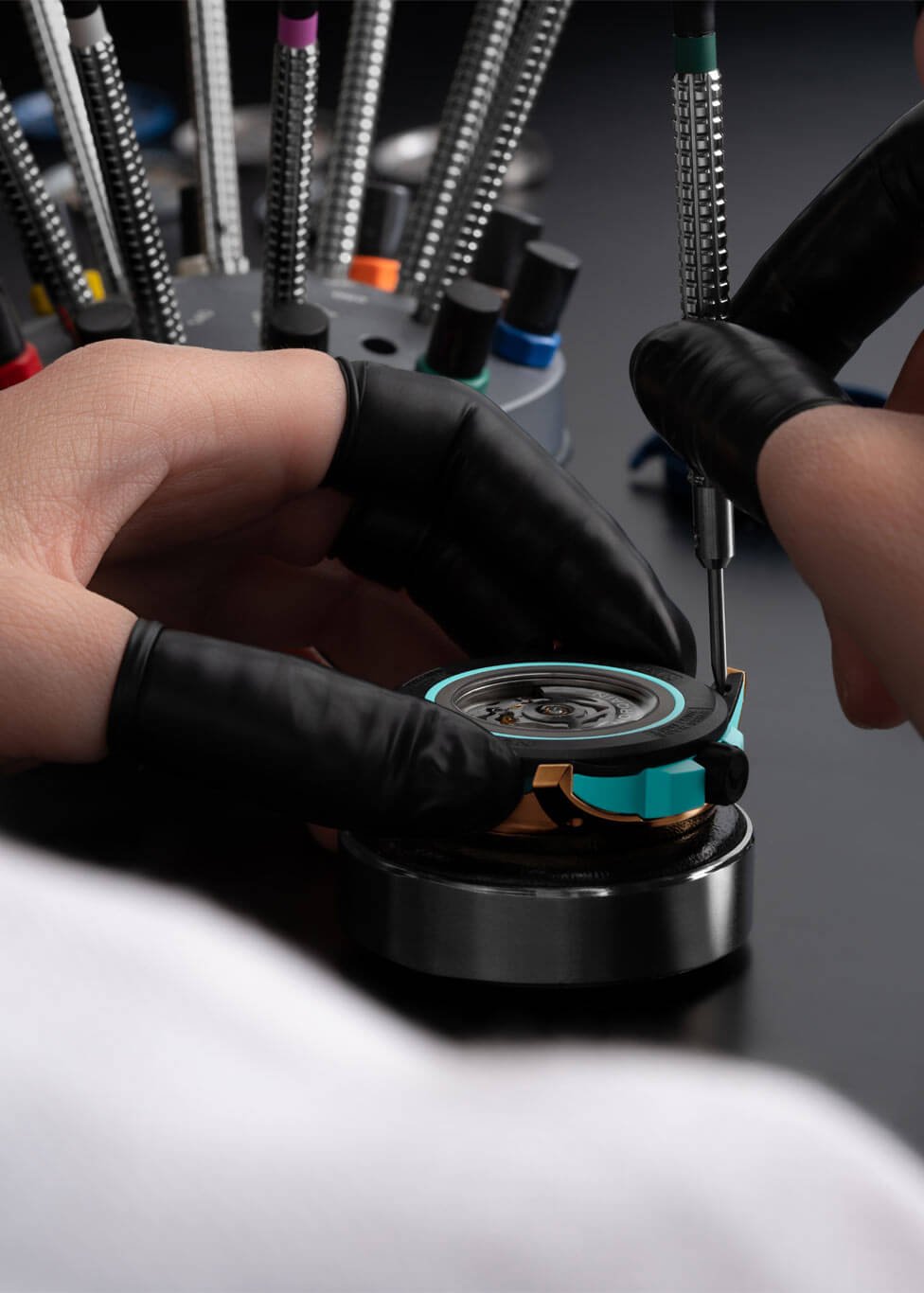 NORQAIN Watchmaker working on case of NORQAIN Wild ONE